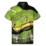Emerald Tree Boa Snake Print Men's Short Sleeve Shirt