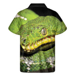 Emerald Tree Boa Snake Print Men's Short Sleeve Shirt