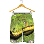 Emerald Tree Boa Snake Print Men's Shorts