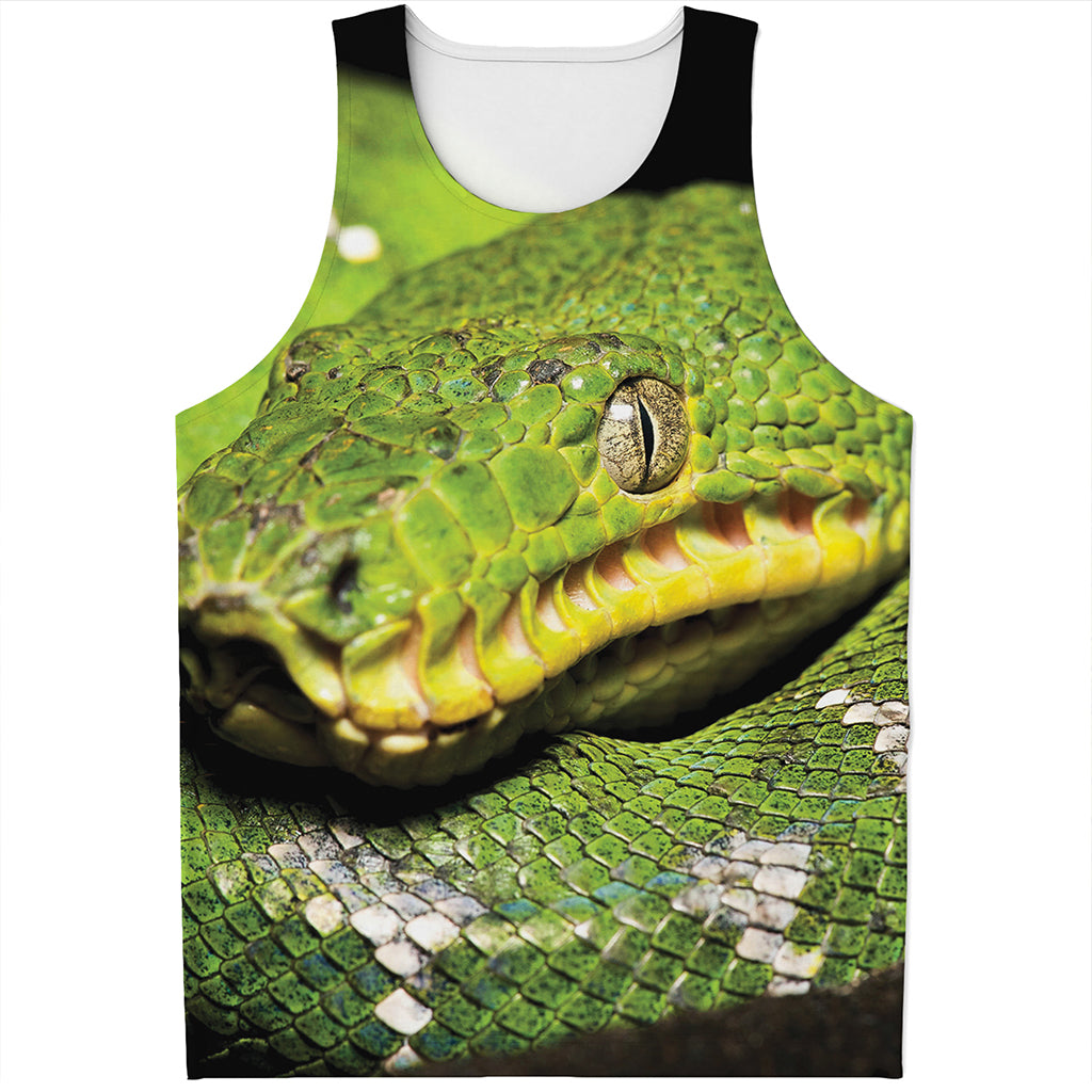 Emerald Tree Boa Snake Print Men's Tank Top
