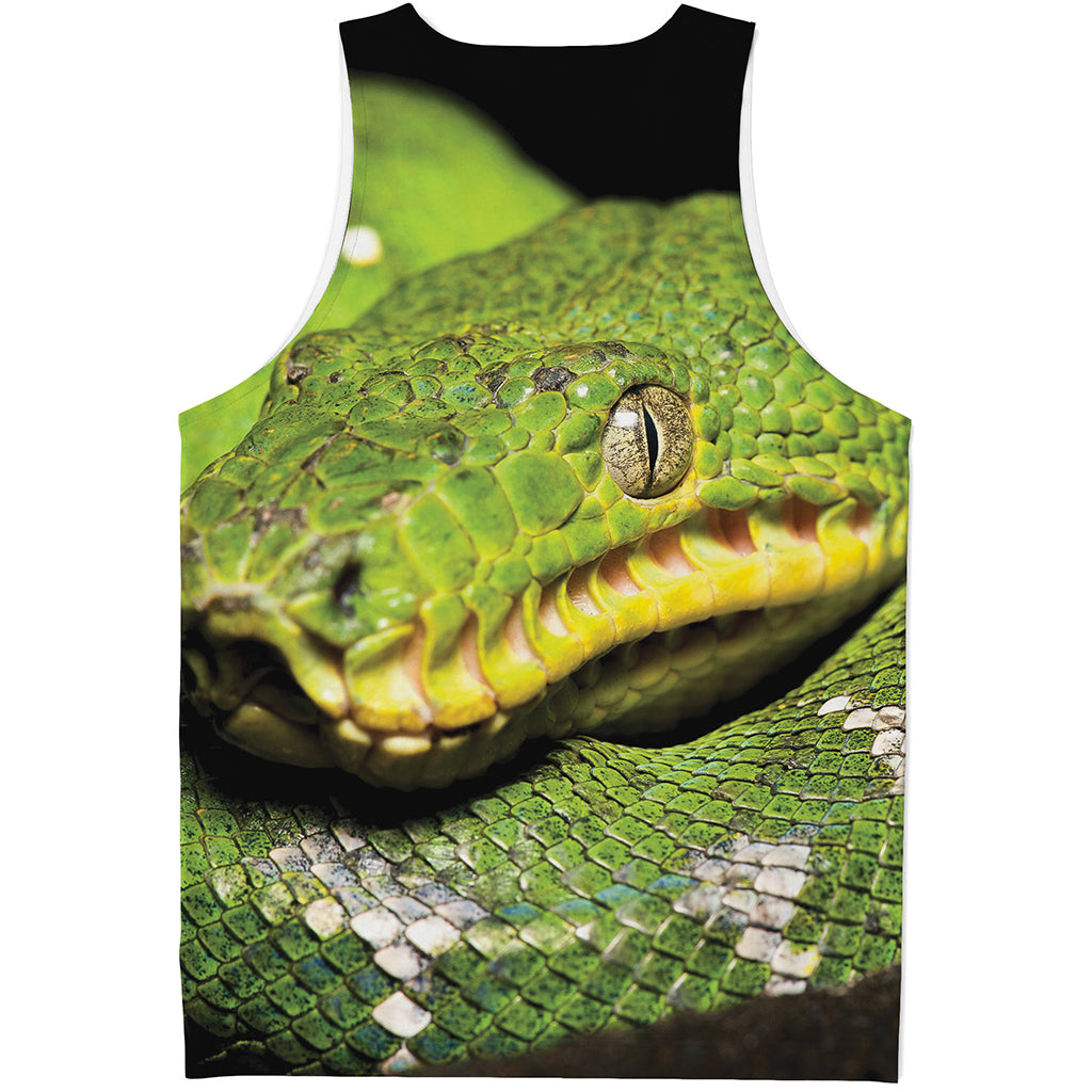 Emerald Tree Boa Snake Print Men's Tank Top