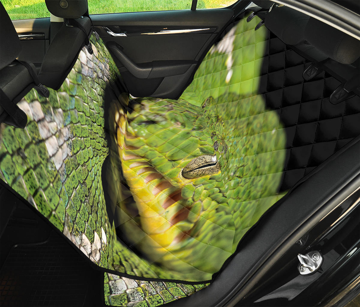 Emerald Tree Boa Snake Print Pet Car Back Seat Cover