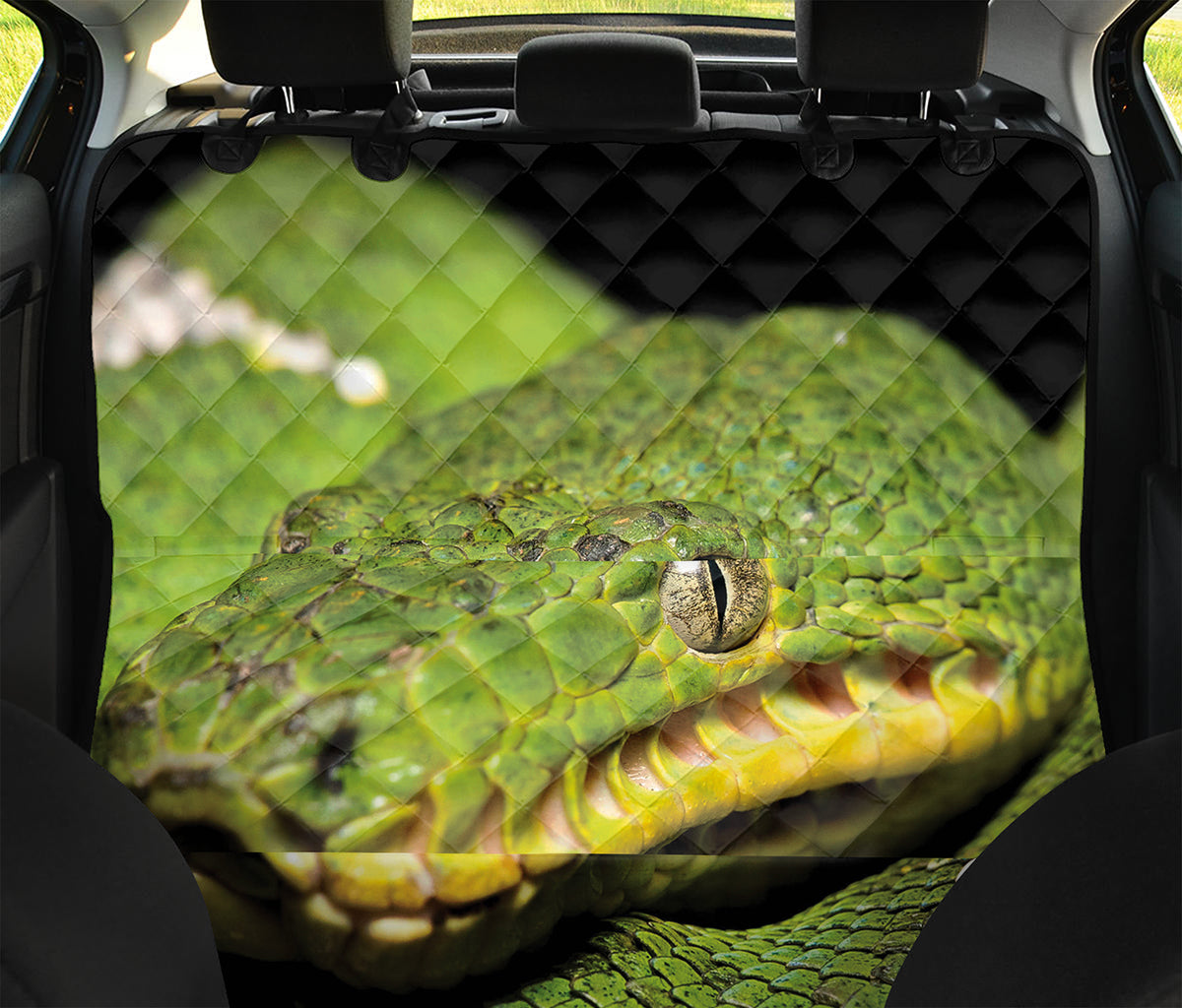 Emerald Tree Boa Snake Print Pet Car Back Seat Cover