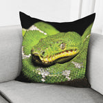 Emerald Tree Boa Snake Print Pillow Cover