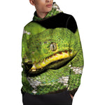 Emerald Tree Boa Snake Print Pullover Hoodie