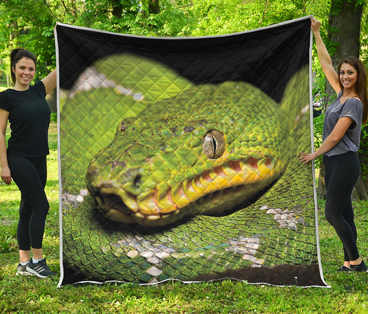 Emerald Tree Boa Snake Print Quilt