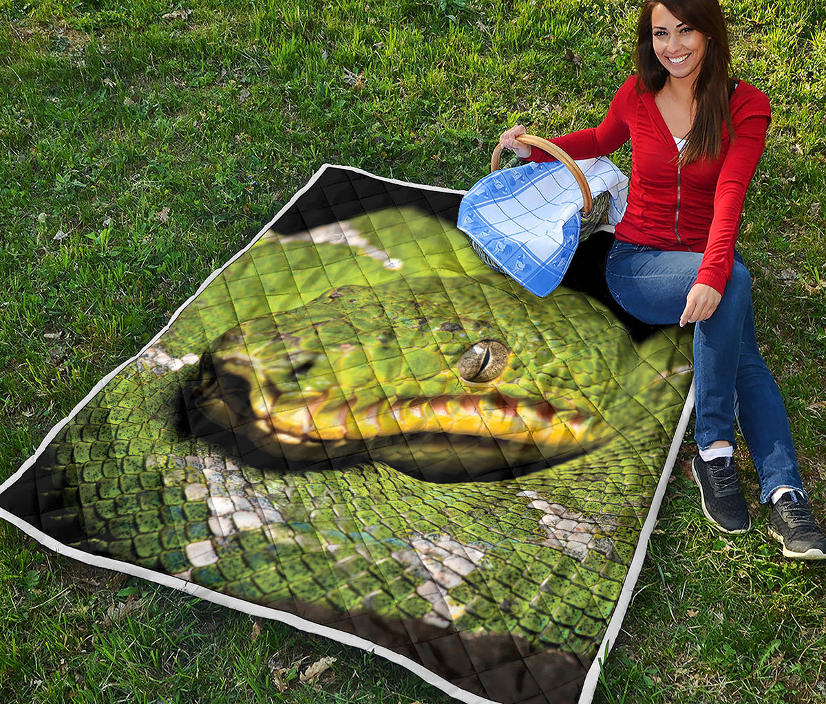 Emerald Tree Boa Snake Print Quilt