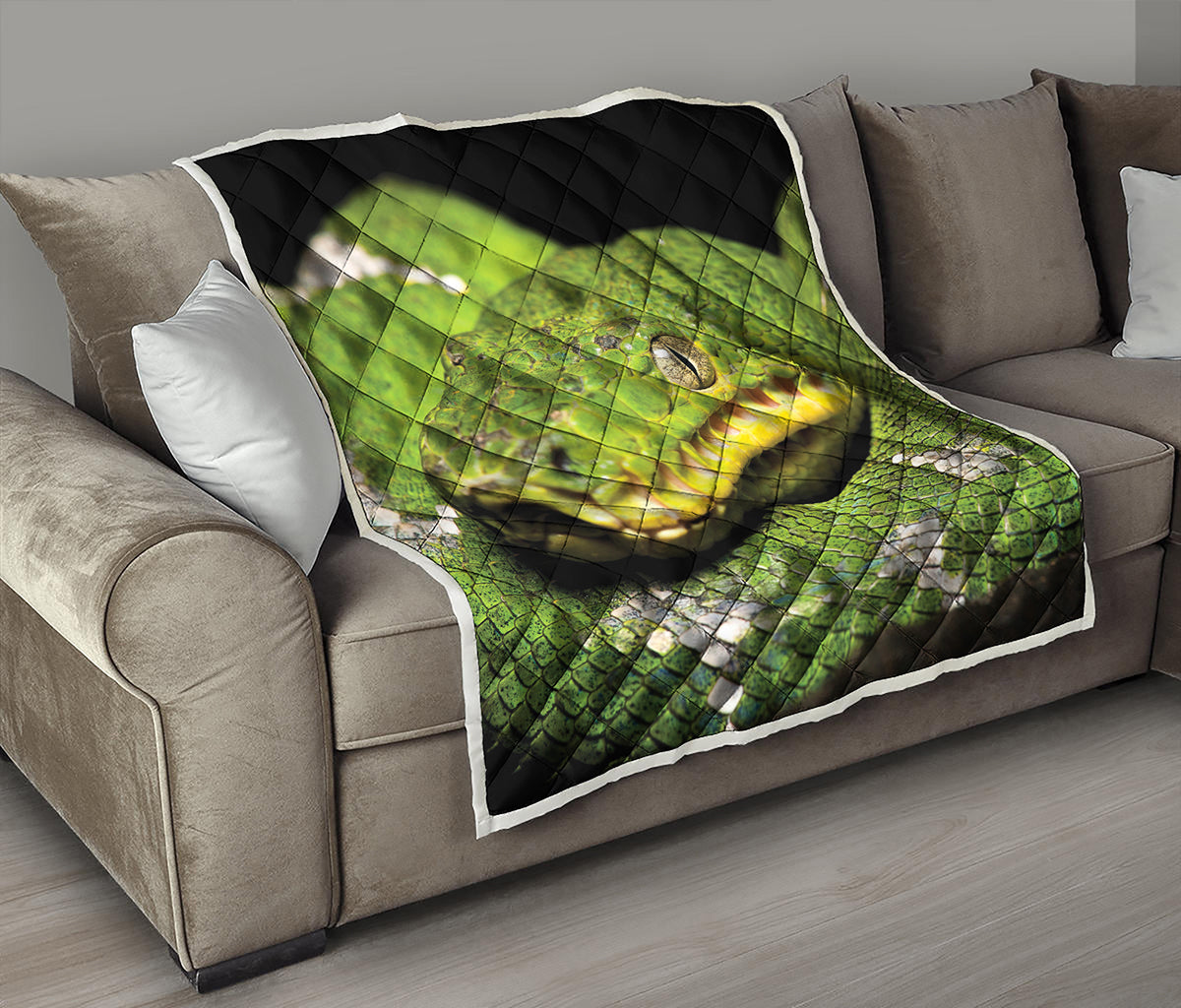 Emerald Tree Boa Snake Print Quilt
