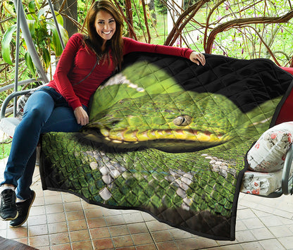 Emerald Tree Boa Snake Print Quilt