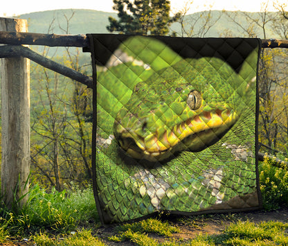 Emerald Tree Boa Snake Print Quilt