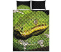 Emerald Tree Boa Snake Print Quilt Bed Set