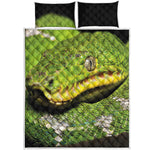 Emerald Tree Boa Snake Print Quilt Bed Set