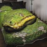 Emerald Tree Boa Snake Print Quilt Bed Set