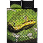 Emerald Tree Boa Snake Print Quilt Bed Set