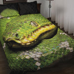 Emerald Tree Boa Snake Print Quilt Bed Set