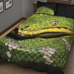 Emerald Tree Boa Snake Print Quilt Bed Set
