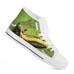 Emerald Tree Boa Snake Print White High Top Shoes