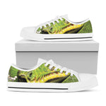 Emerald Tree Boa Snake Print White Low Top Shoes