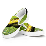Emerald Tree Boa Snake Print White Slip On Shoes