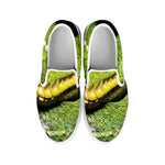 Emerald Tree Boa Snake Print White Slip On Shoes