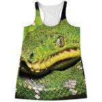 Emerald Tree Boa Snake Print Women's Racerback Tank Top
