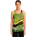 Emerald Tree Boa Snake Print Women's Racerback Tank Top