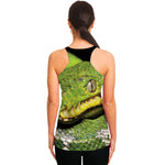 Emerald Tree Boa Snake Print Women's Racerback Tank Top