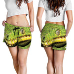 Emerald Tree Boa Snake Print Women's Shorts