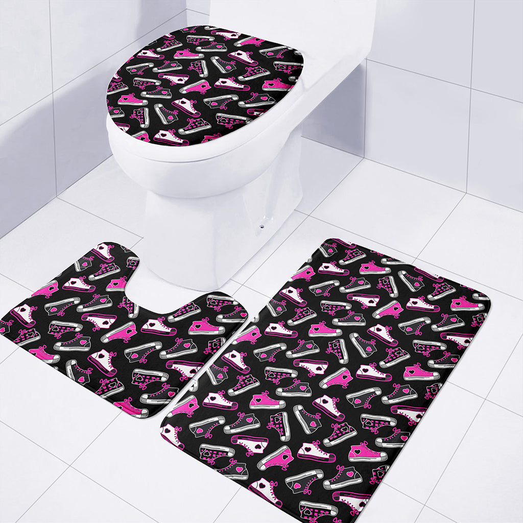 Emo Shoes Pattern Print 3 Piece Bath Mat Set