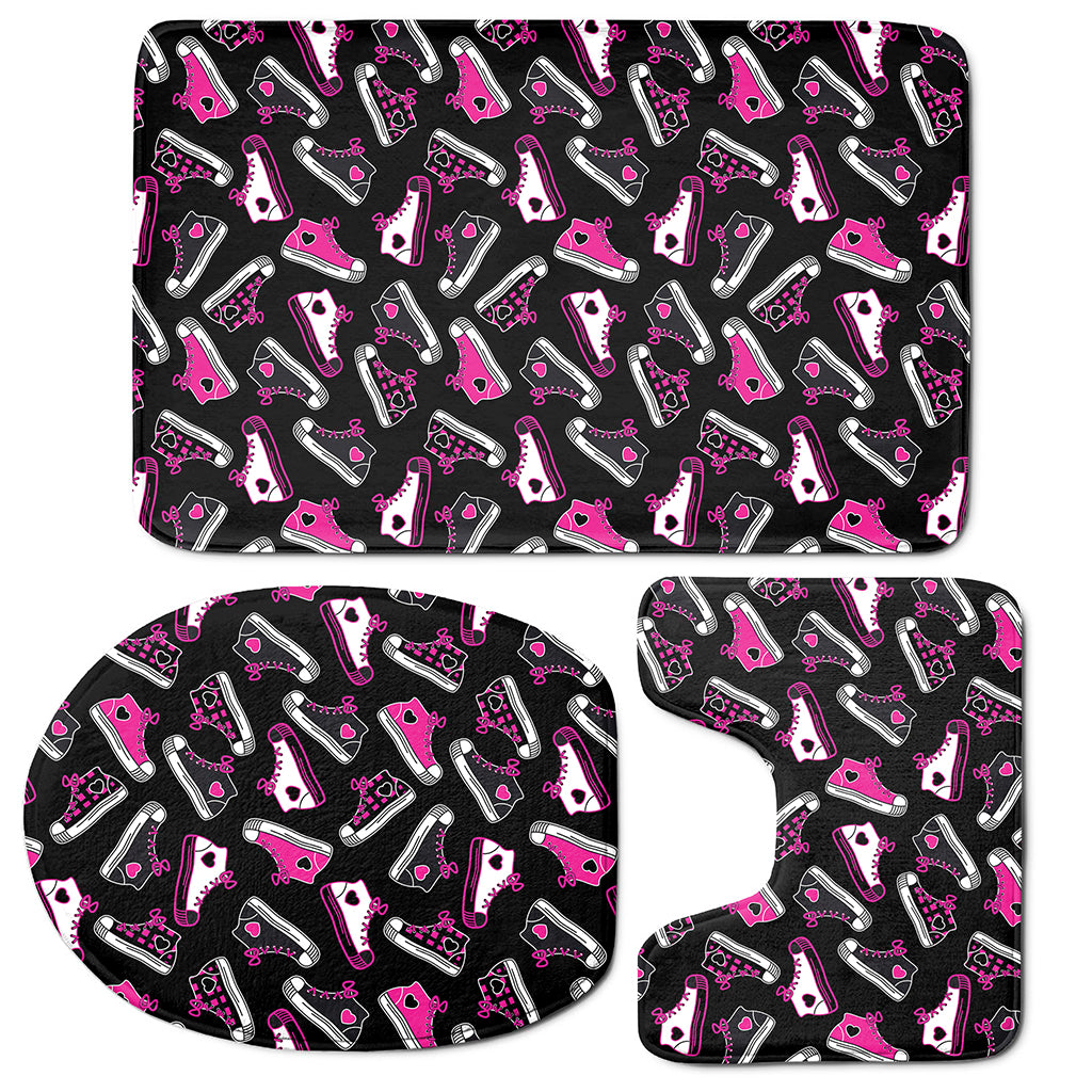 Emo Shoes Pattern Print 3 Piece Bath Mat Set