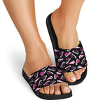 Emo Shoes Pattern Print Black Slide Sandals