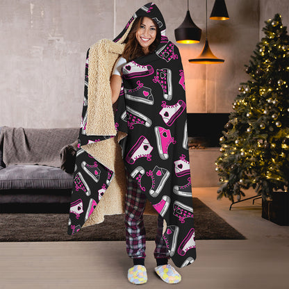 Emo Shoes Pattern Print Hooded Blanket