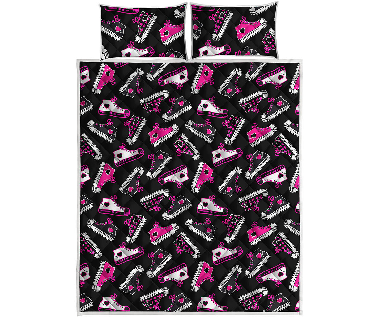 Emo Shoes Pattern Print Quilt Bed Set