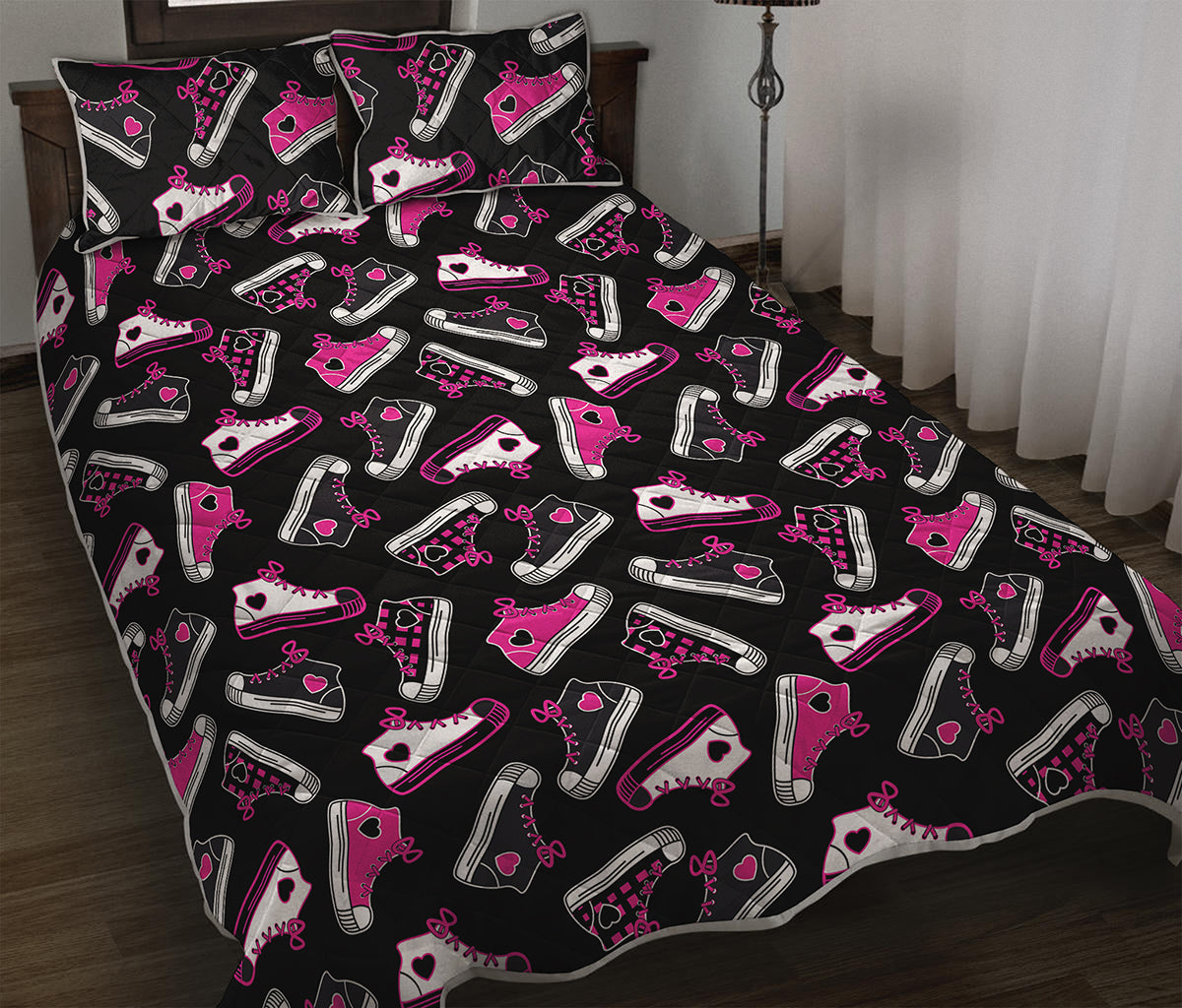 Emo Shoes Pattern Print Quilt Bed Set