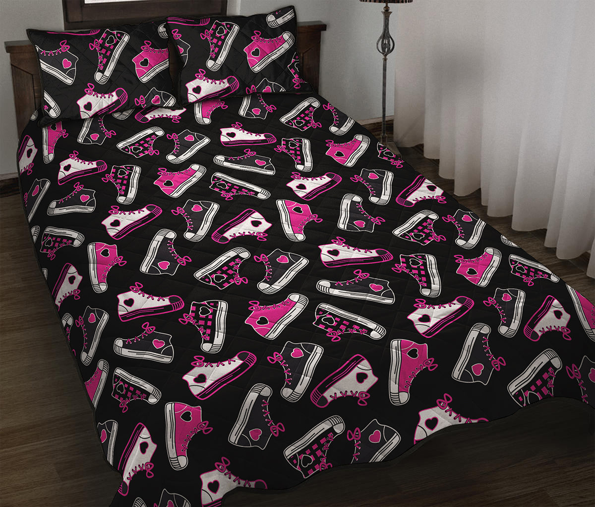 Emo Shoes Pattern Print Quilt Bed Set