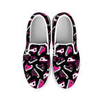 Emo Shoes Pattern Print White Slip On Shoes