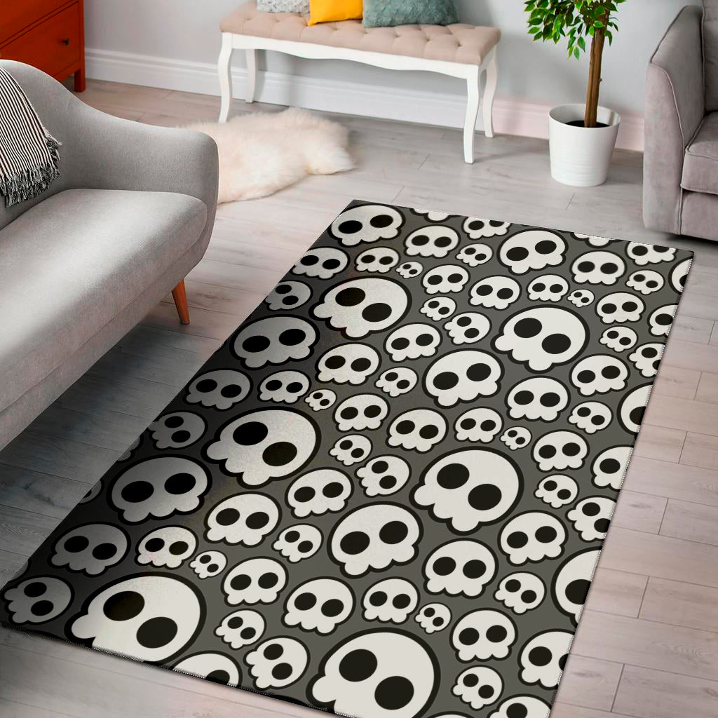 Emo Skull Pattern Print Area Rug