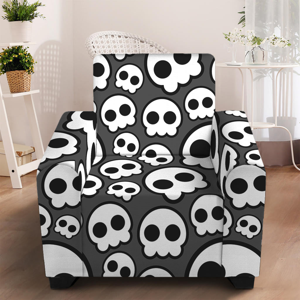 Emo Skull Pattern Print Armchair Slipcover