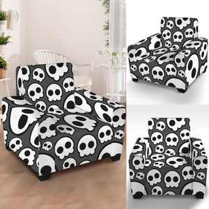 Emo Skull Pattern Print Armchair Slipcover