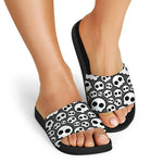 Emo Skull Pattern Print Black Slide Sandals