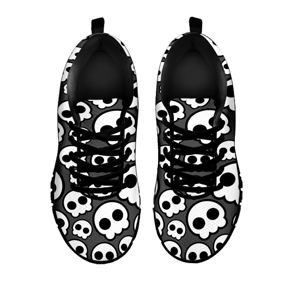 Emo Skull Pattern Print Black Sneakers