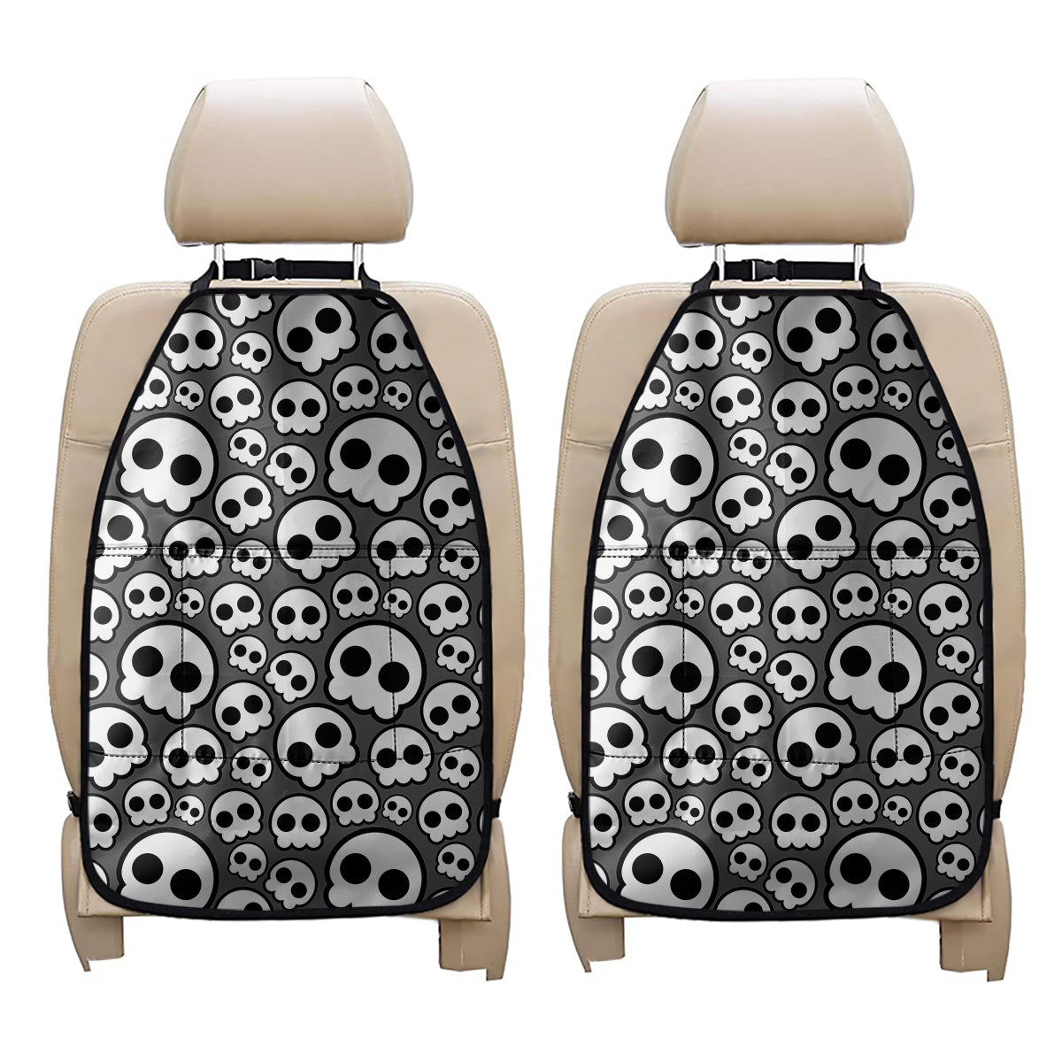 Emo Skull Pattern Print Car Seat Organizers