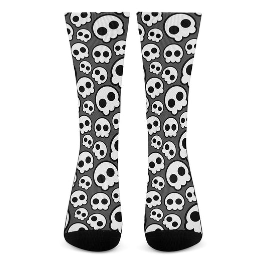 Emo Skull Pattern Print Crew Socks