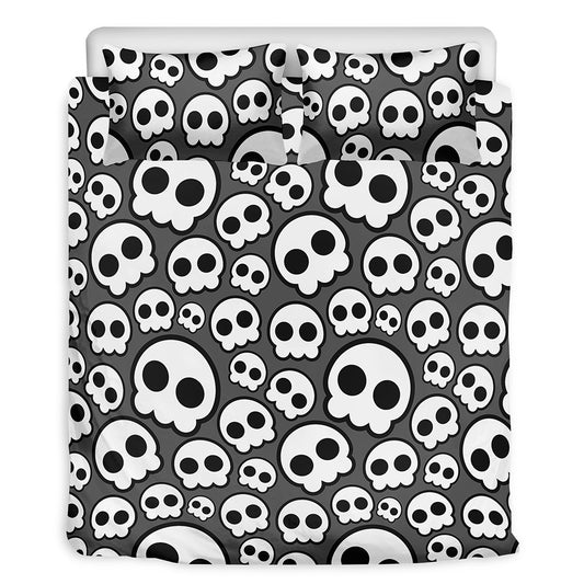 Emo Skull Pattern Print Duvet Cover Bedding Set