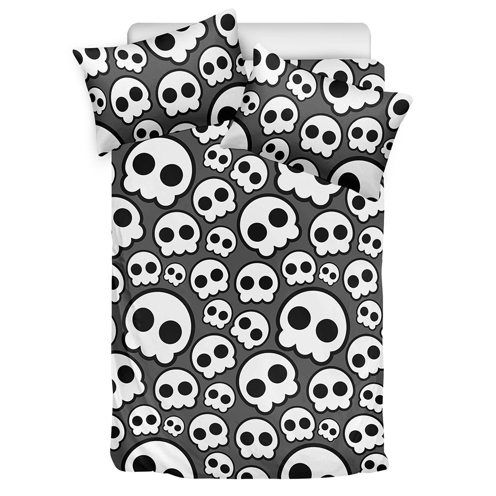 Emo Skull Pattern Print Duvet Cover Bedding Set