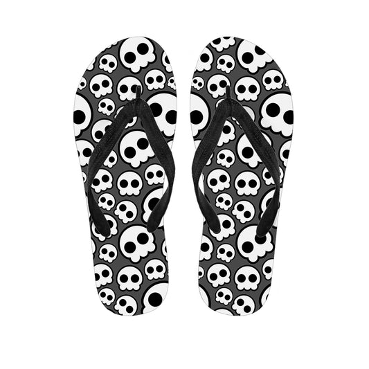 Emo Skull Pattern Print Flip Flops