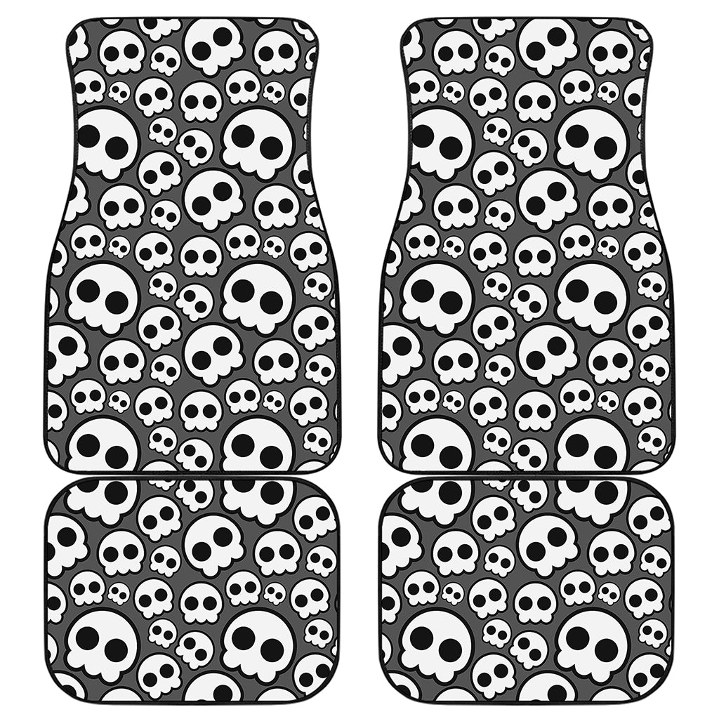 Emo Skull Pattern Print Front and Back Car Floor Mats