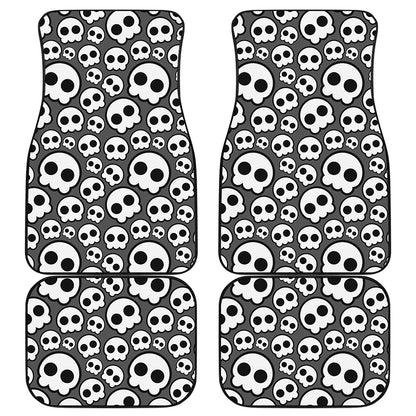 Emo Skull Pattern Print Front and Back Car Floor Mats