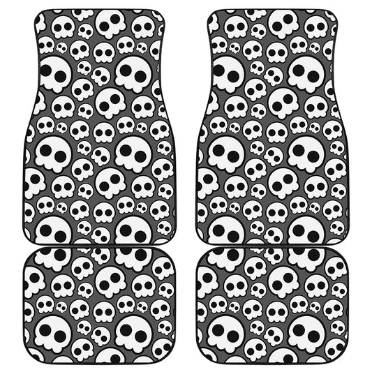 Emo Skull Pattern Print Front and Back Car Floor Mats