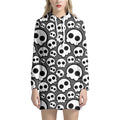 Emo Skull Pattern Print Pullover Hoodie Dress